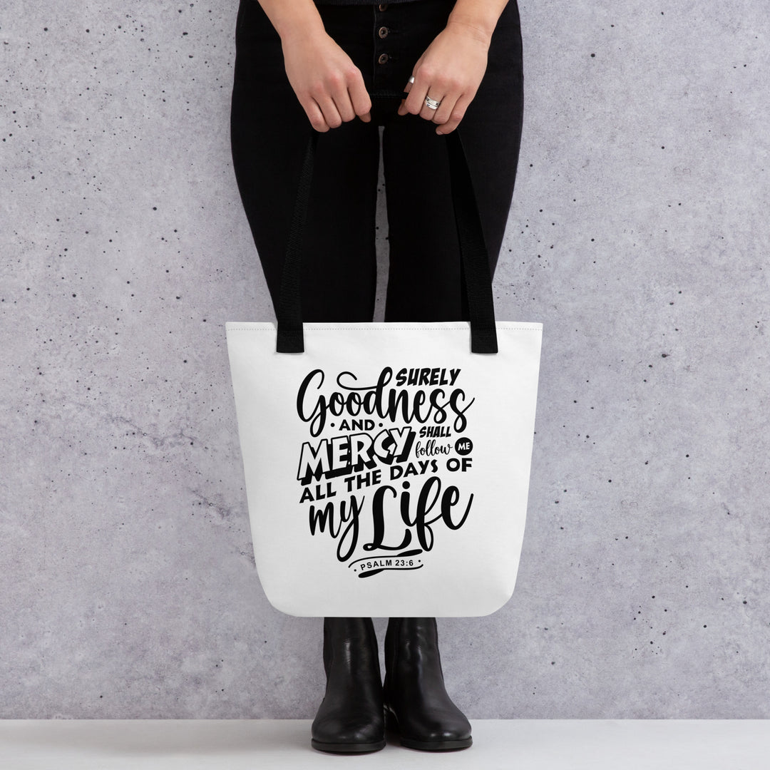 Christian Tote Bag Goodness and Mercy White Tote Bags   