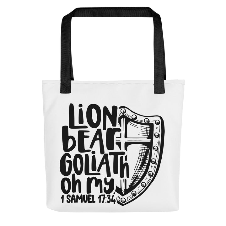 Christian Tote Bag Lion Bear Goliath Oh My White Tote Bags Default Title  