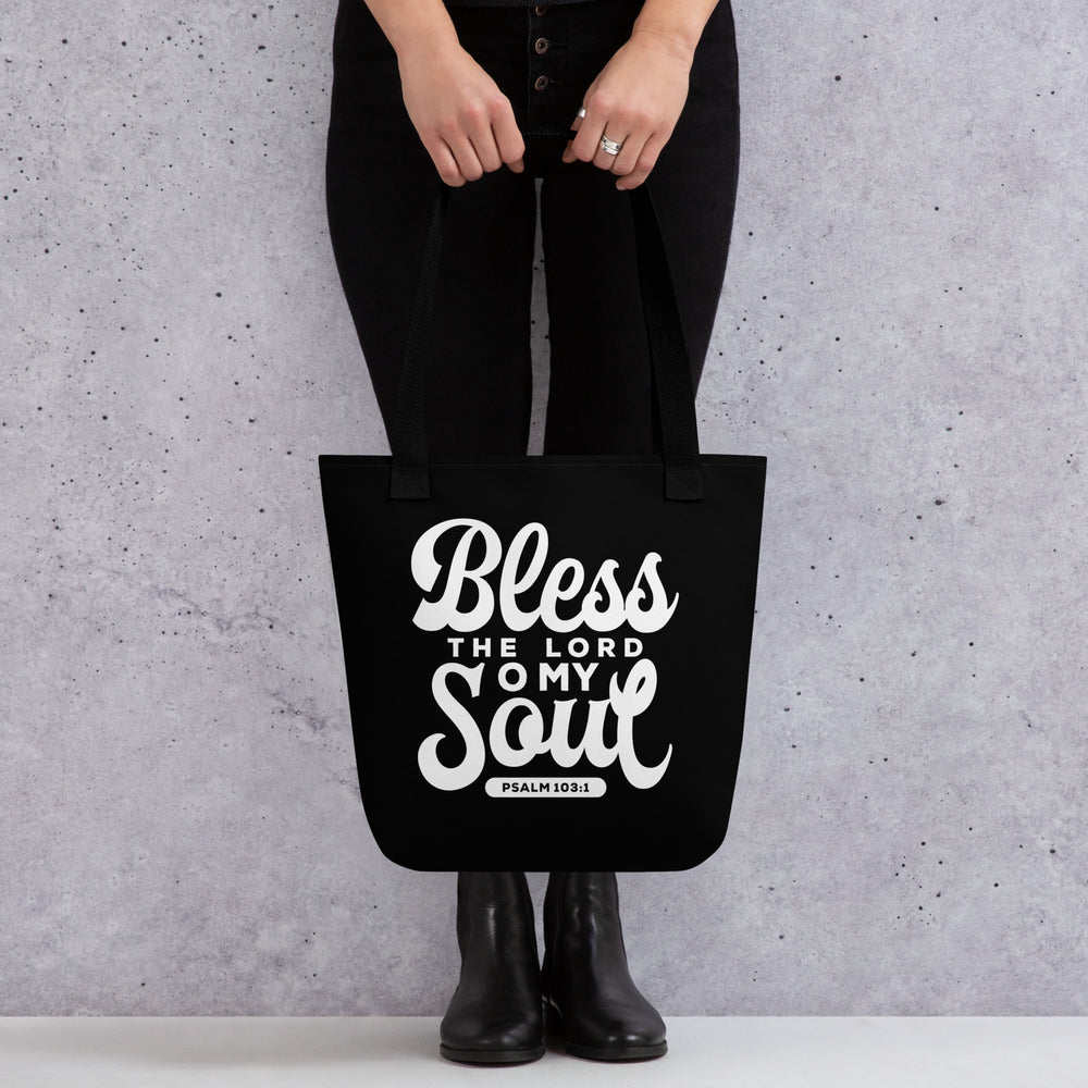 Christian Tote Bag Bless The Lord Black Tote Bags   