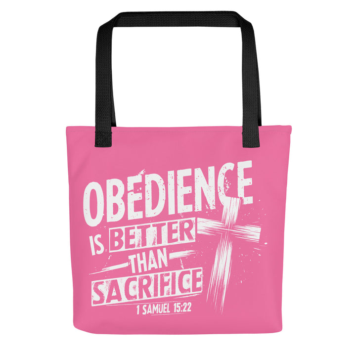 Christian Tote Bag Obedience Is Better Pink Tote Bags Default Title  