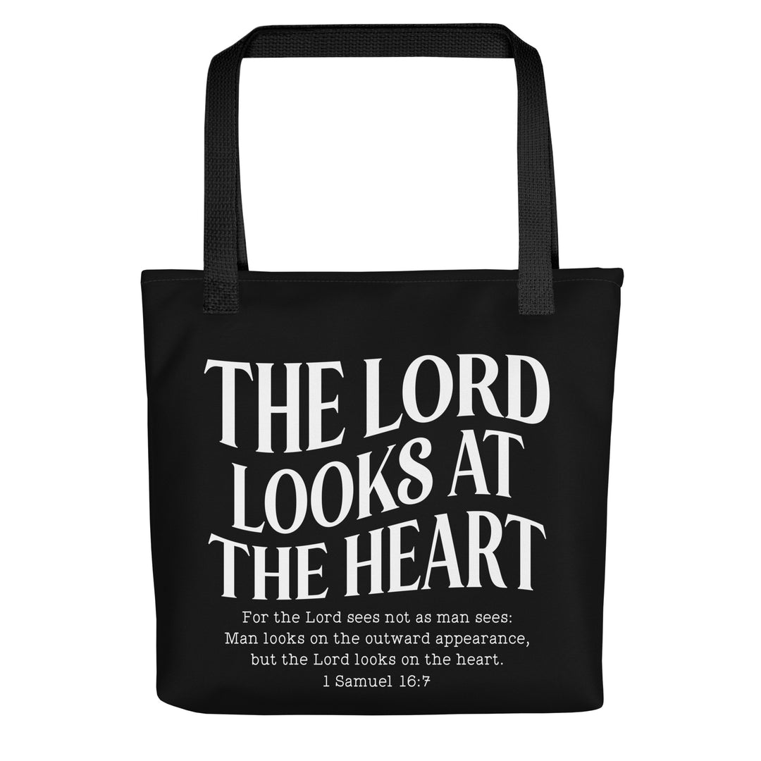 Christian Tote Bag Lord Looks At Heart Black Tote Bags Default Title  