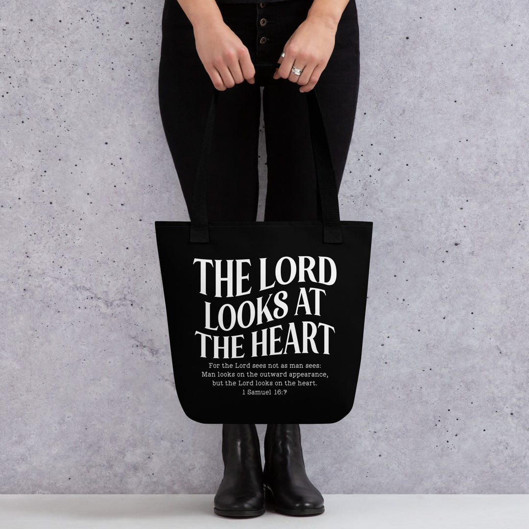 Christian Tote Bag Lord Looks At Heart Black Tote Bags   