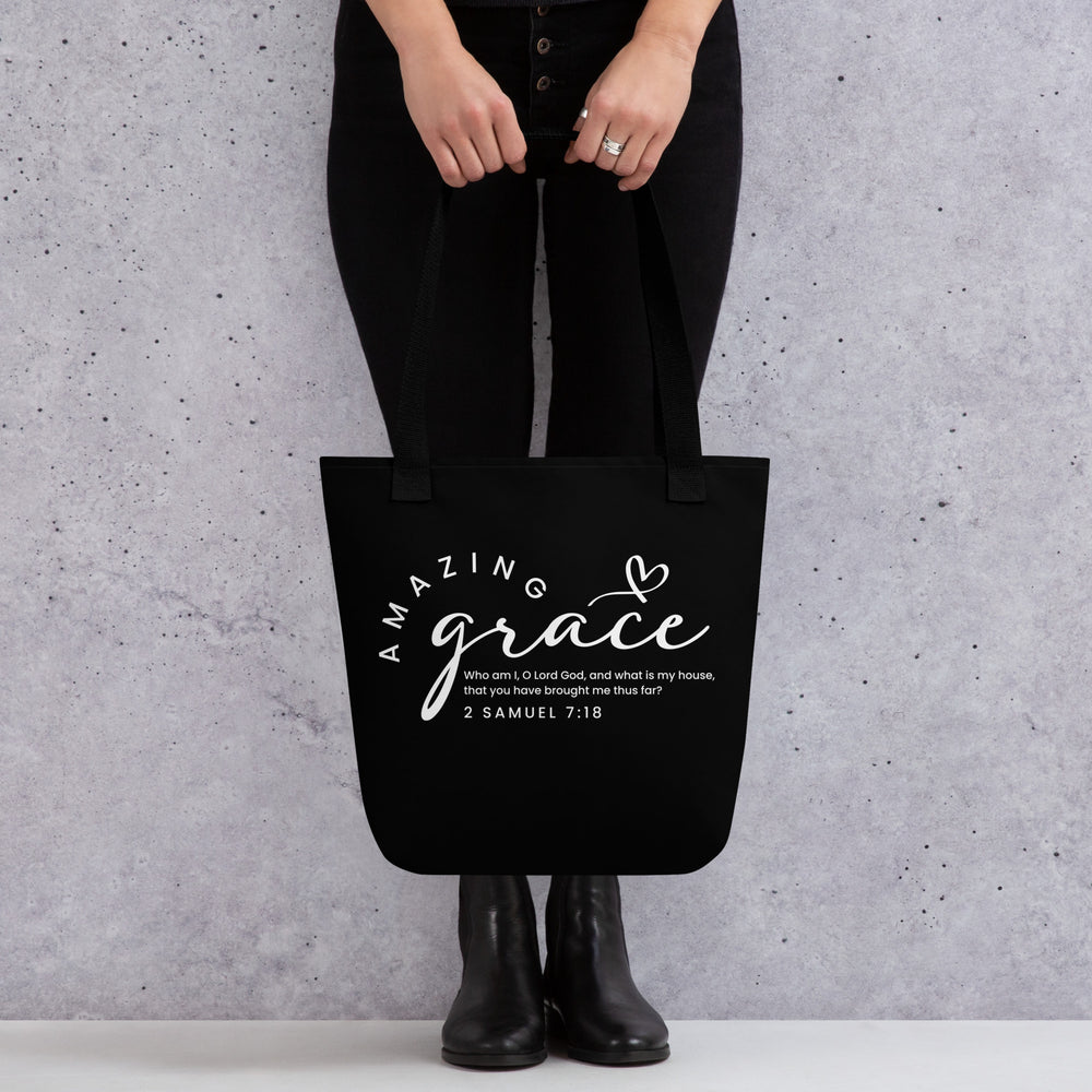 Christian Tote Bag Amazing Grace Black Tote Bags   