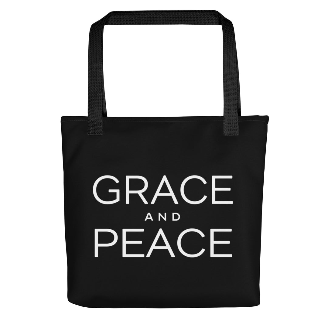 Christian Tote Bag Grace and Peace Black Tote Bags Default Title  