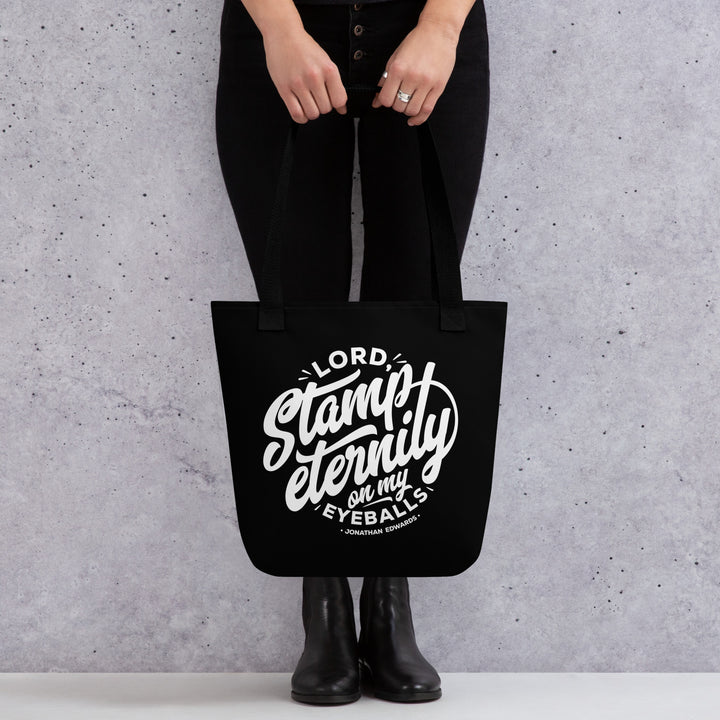 Christian Tote Bag Stamp Eternity Black Tote Bags   