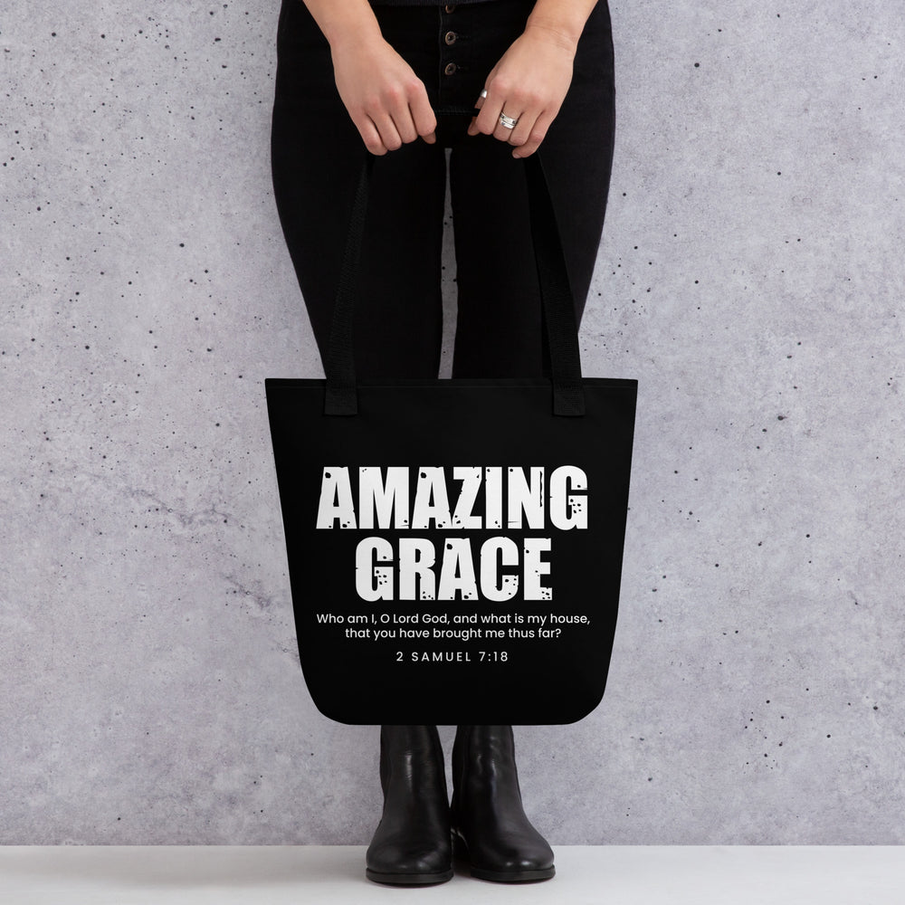 Christian Tote Bag Amazing Grace Black Tote Bags   