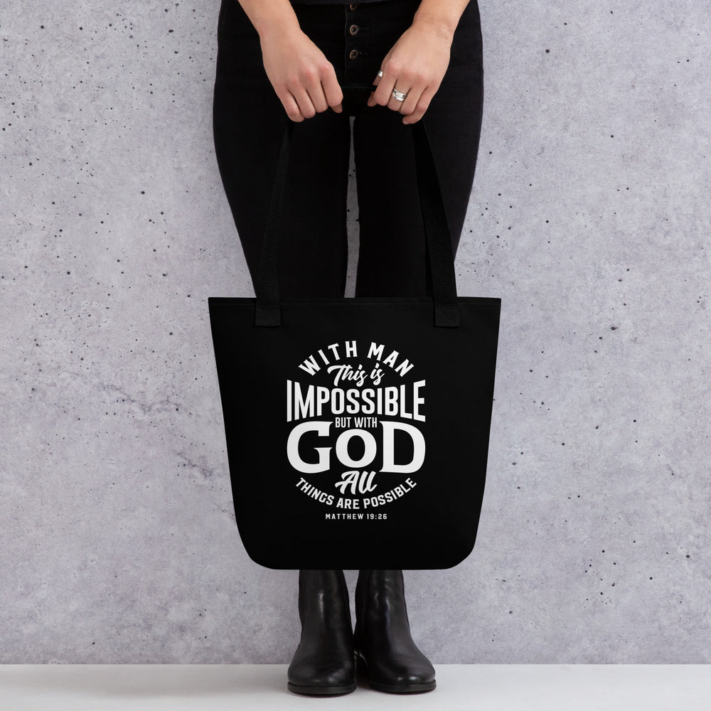 Christian Tote Bag All Things Possible Black Tote Bags   