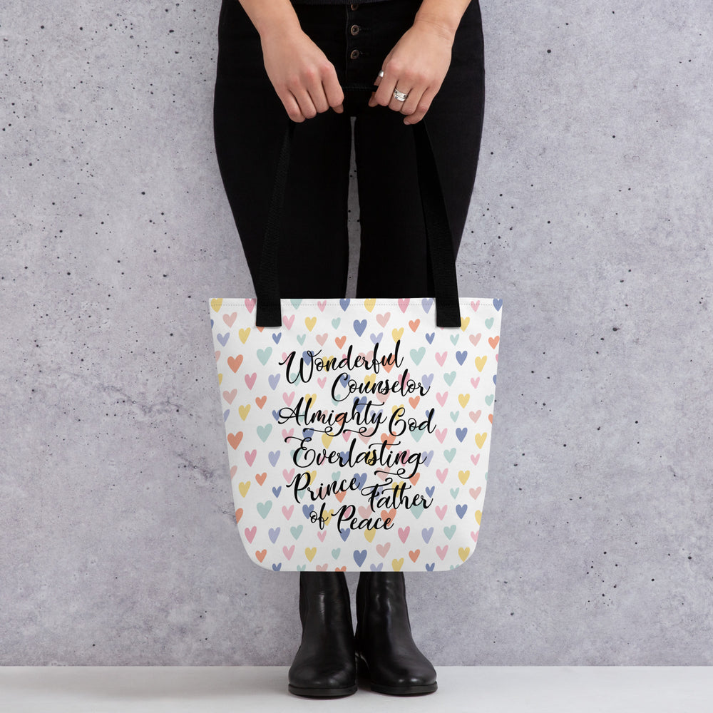 Christian Tote Bag Wonderful Counselor Hearts Tote Bags   