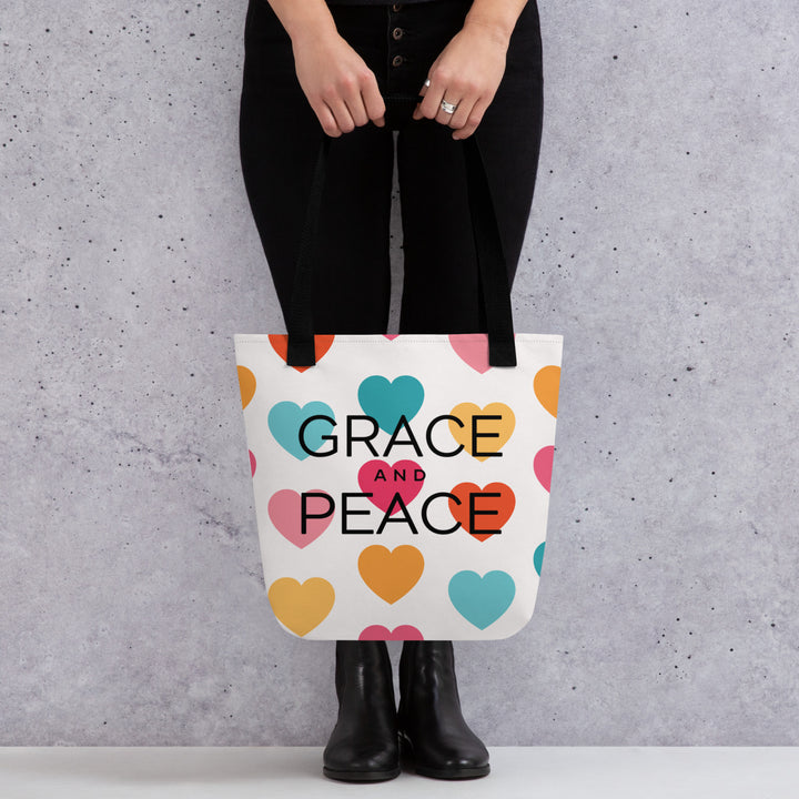 Christian Tote Bag Grace and Peace Hearts Tote Bags   