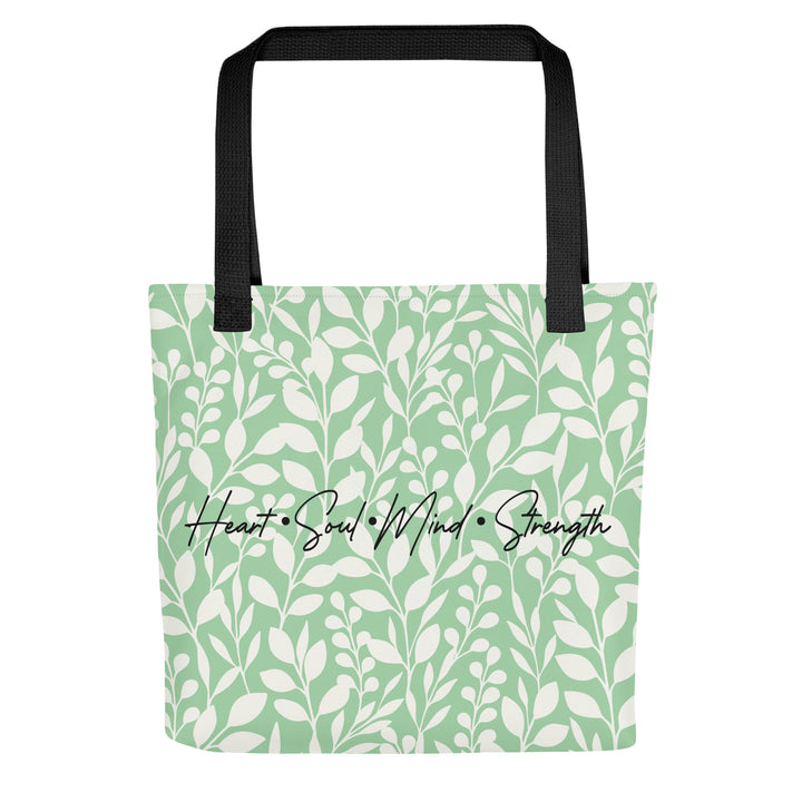 Christian Tote Bag Heart Soul Mind Strength Green Tote Bags Default Title  