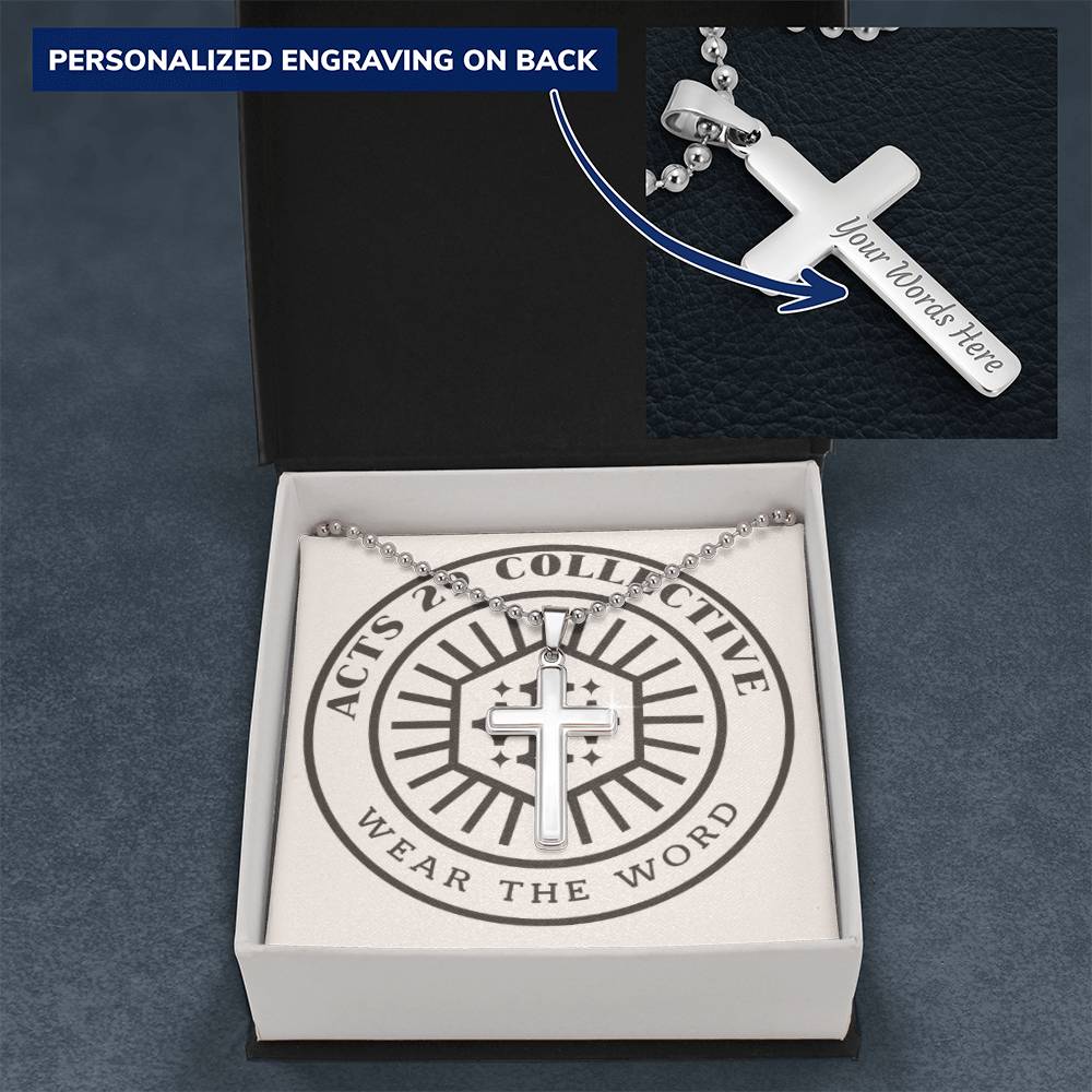 Personalized Cross Necklace Military Style Ball 24” Chain Cross Necklaces   