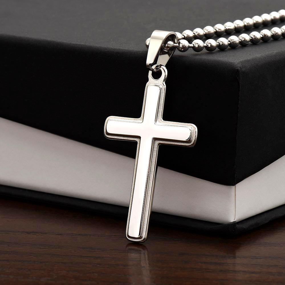 Personalized Cross Necklace Military Style Ball 24” Chain Cross Necklaces   