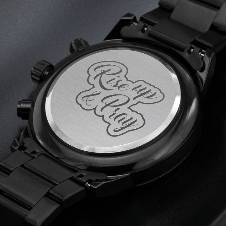 Christian Watch Rise Up And Pray Engraved Black Chronograph Chronograph Watches