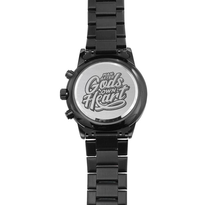 Christian Watch Man After God's Heart Engraved Black Chronograph Chronograph Watches