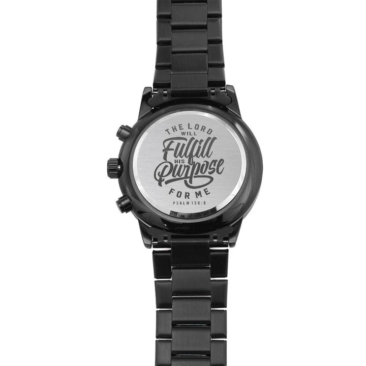 Christian Watch Fulfill His Purpose Engraved Black Chronograph Chronograph Watches