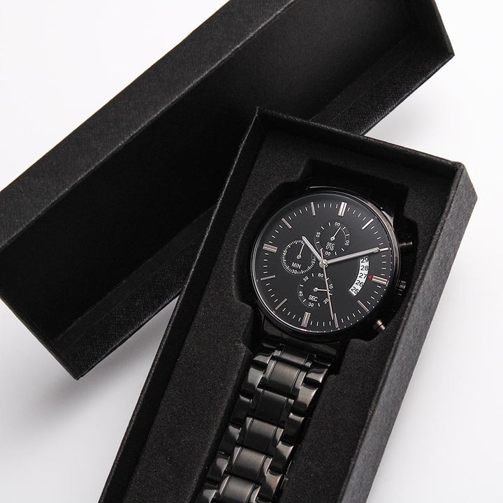 Christian Watch Live For God Engraved Black Chronograph Chronograph Watches