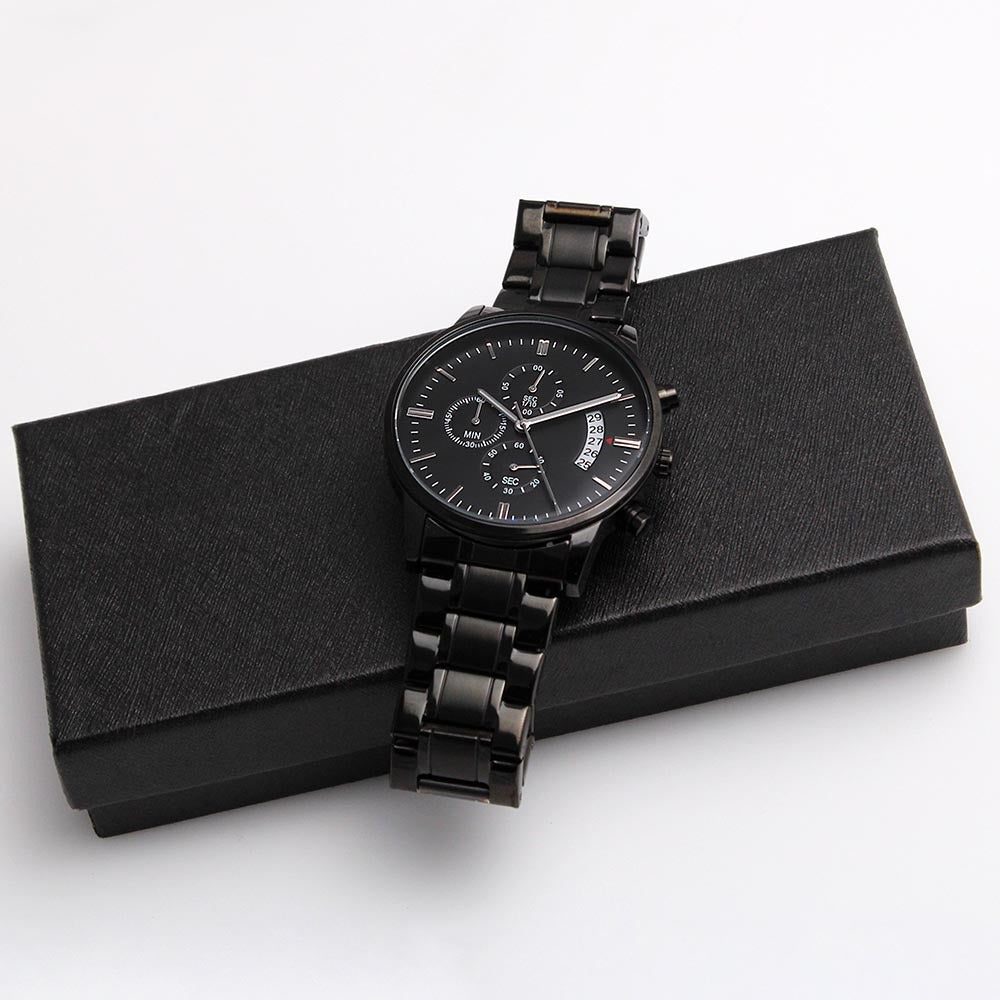 Christian Watch God of Hope Engraved Black Chronograph Chronograph Watches