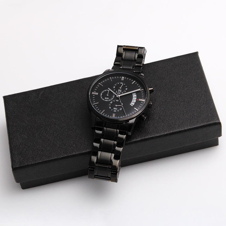 Christian Watch God of Peace Engraved Black Chronograph Chronograph Watches