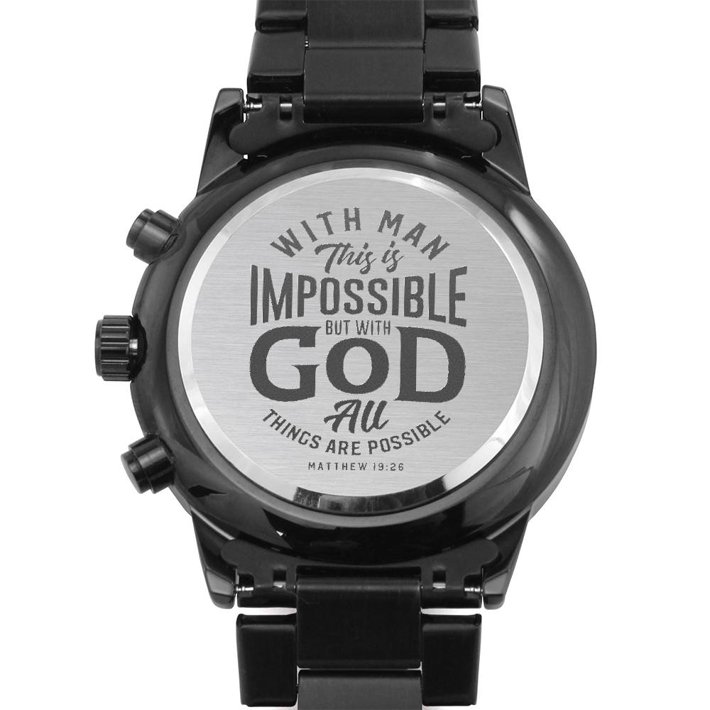 Christian Watch All Things Are Possible Black Chronograph Chronograph Watches Two Tone Box