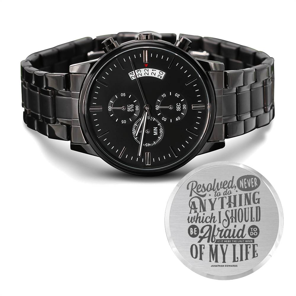 Christian Watch Last Hour Engraved Black Chronograph Chronograph Watches