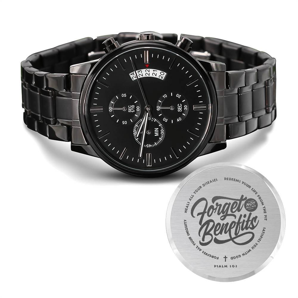 Christian Watch Psalm 103 Engraved Black Chronograph Chronograph Watches