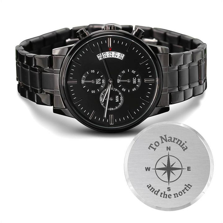 Christian Watch To Narnia Engraved Black Chronograph Chronograph Watches