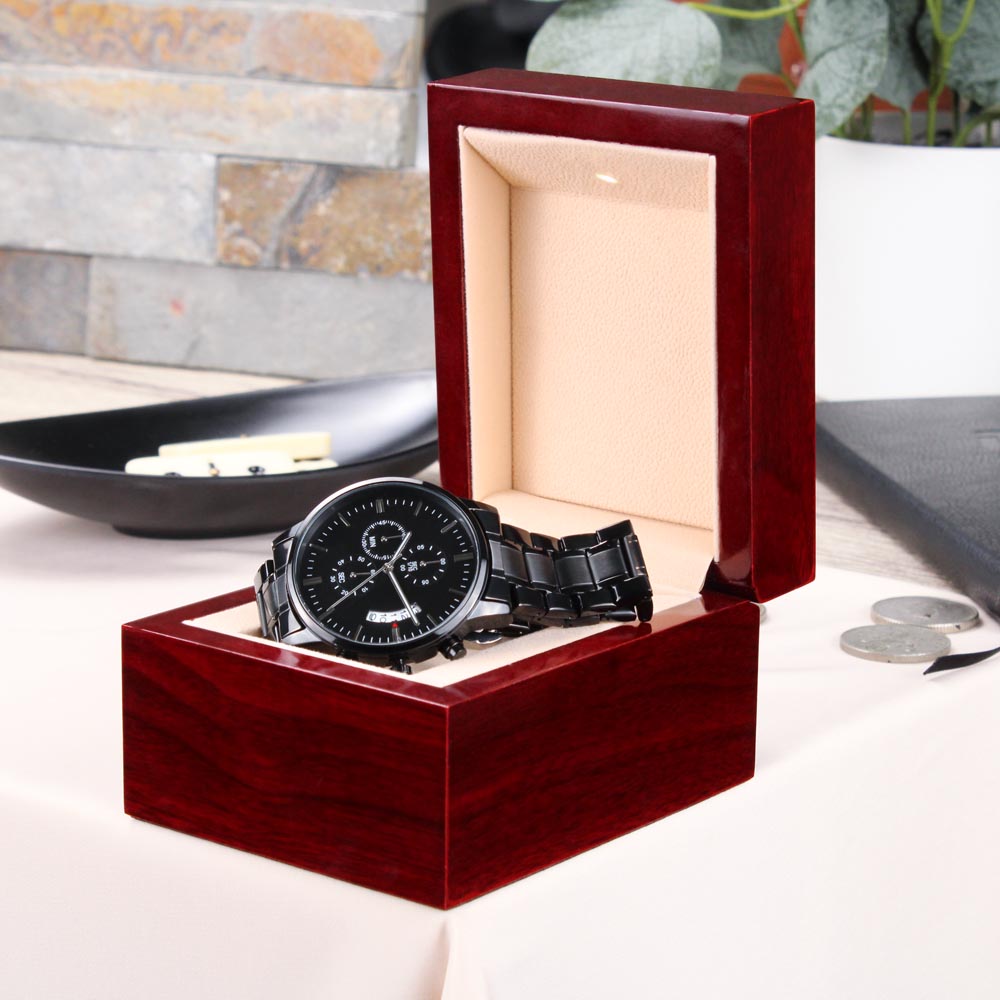 Christian Watch Live For God Engraved Black Chronograph Chronograph Watches