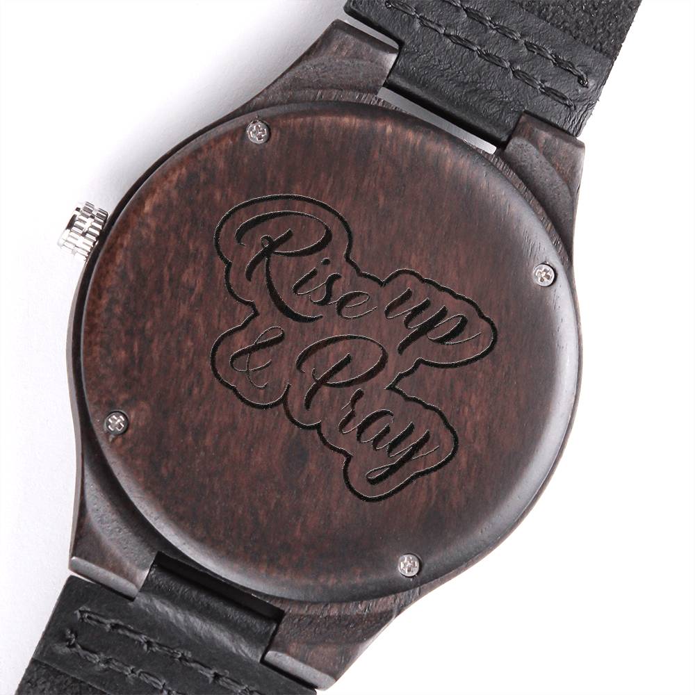 Christian Watch Rise Up And Pray Engraved Wooden Sandalwood Watches