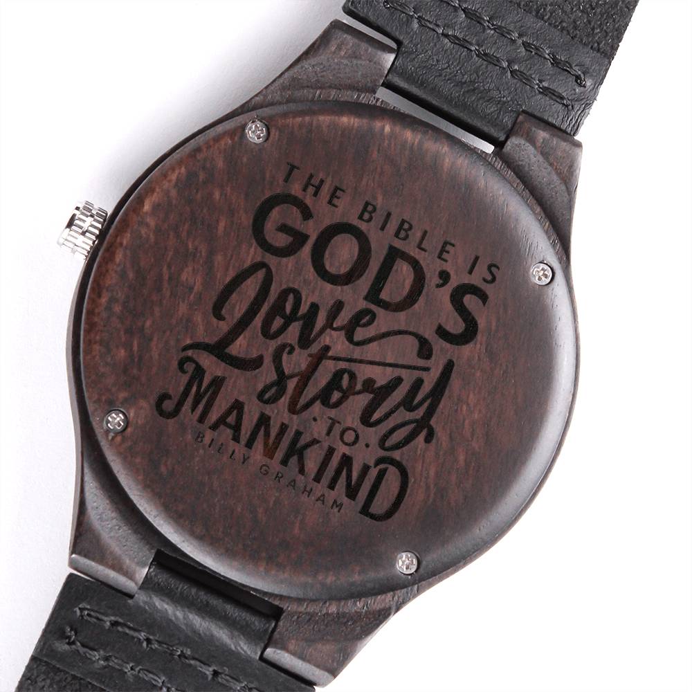 Christian Watch God's Love Story Engraved Wooden Sandalwood Watches