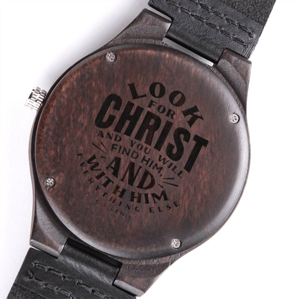 Christian Watch Look For Christ Engraved Wooden Sandalwood Watches