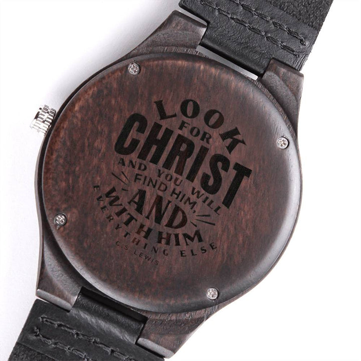 Christian Watch Look For Christ Engraved Wooden Sandalwood Watches