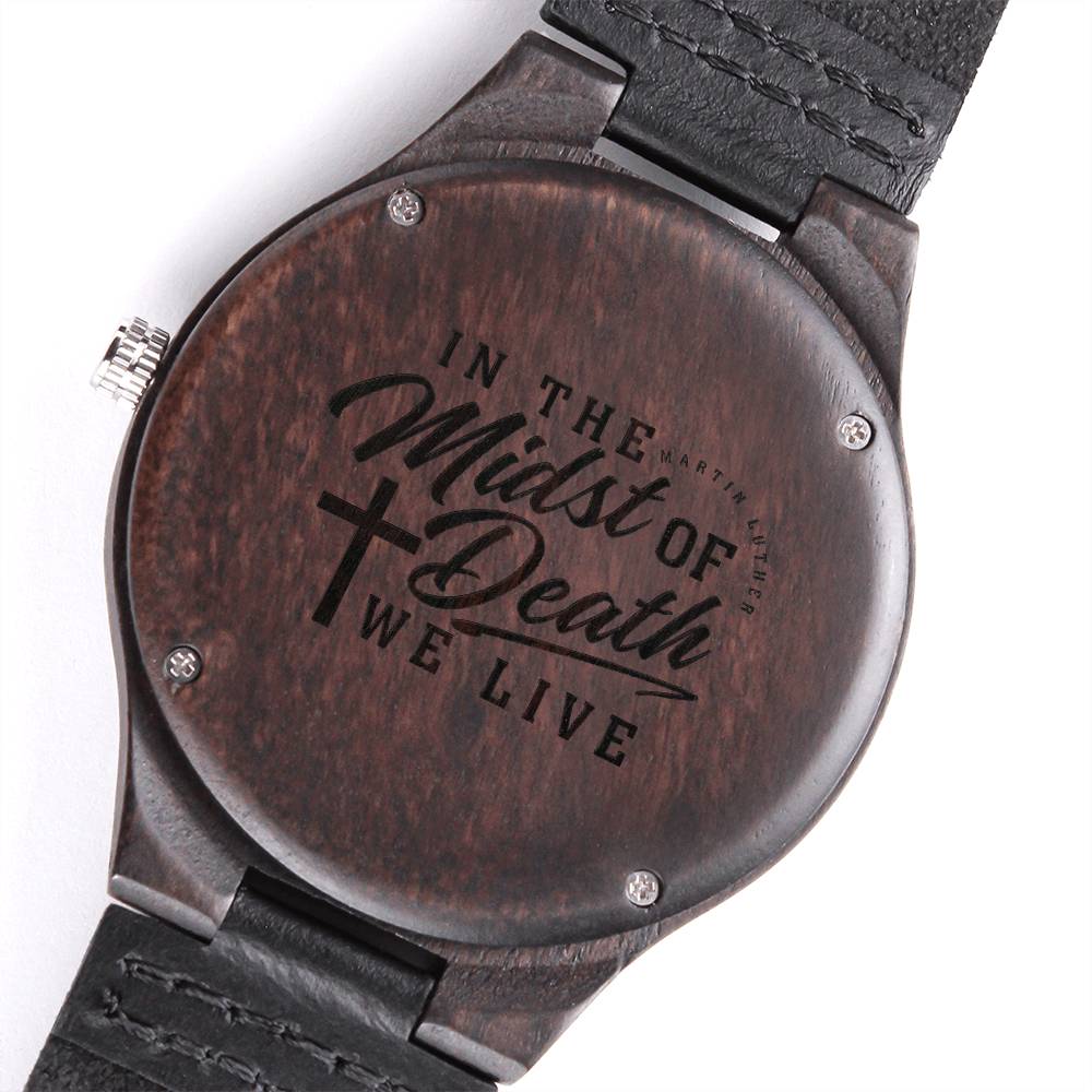 Christian Watch In Midst of Death Engraved Wooden Sandalwood Watches