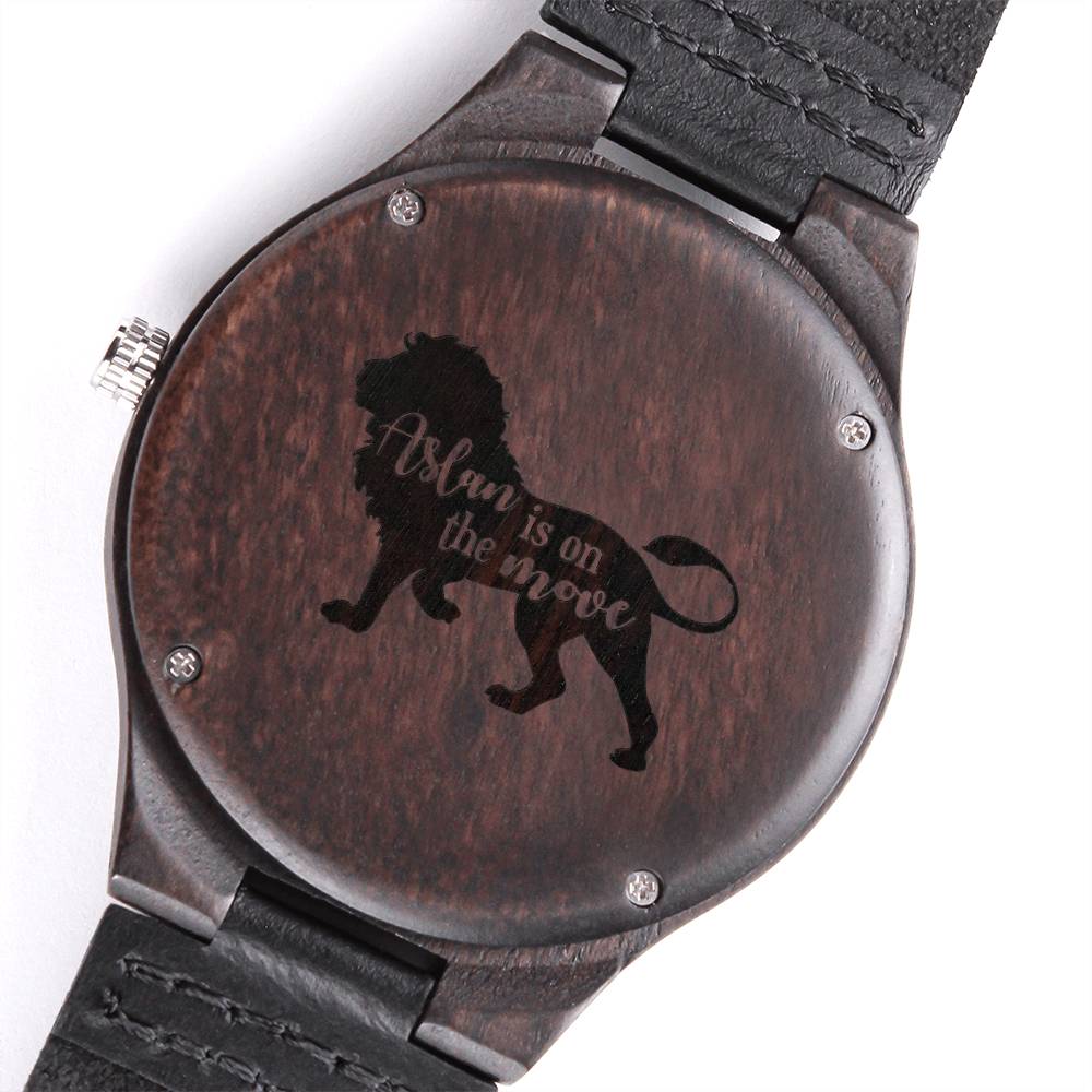 Christian Watch Aslan Is On The Move Engraved Wooden Sandalwood Watches