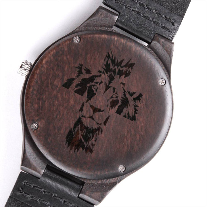 Christian Watch Aslan Cross Engraved Wooden Sandalwood Watches