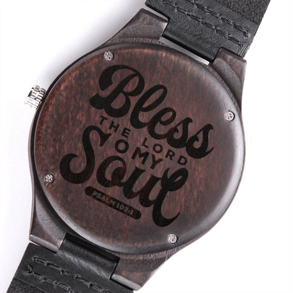 Christian Watch Bless The Lord Engraved Wooden Sandalwood Watches