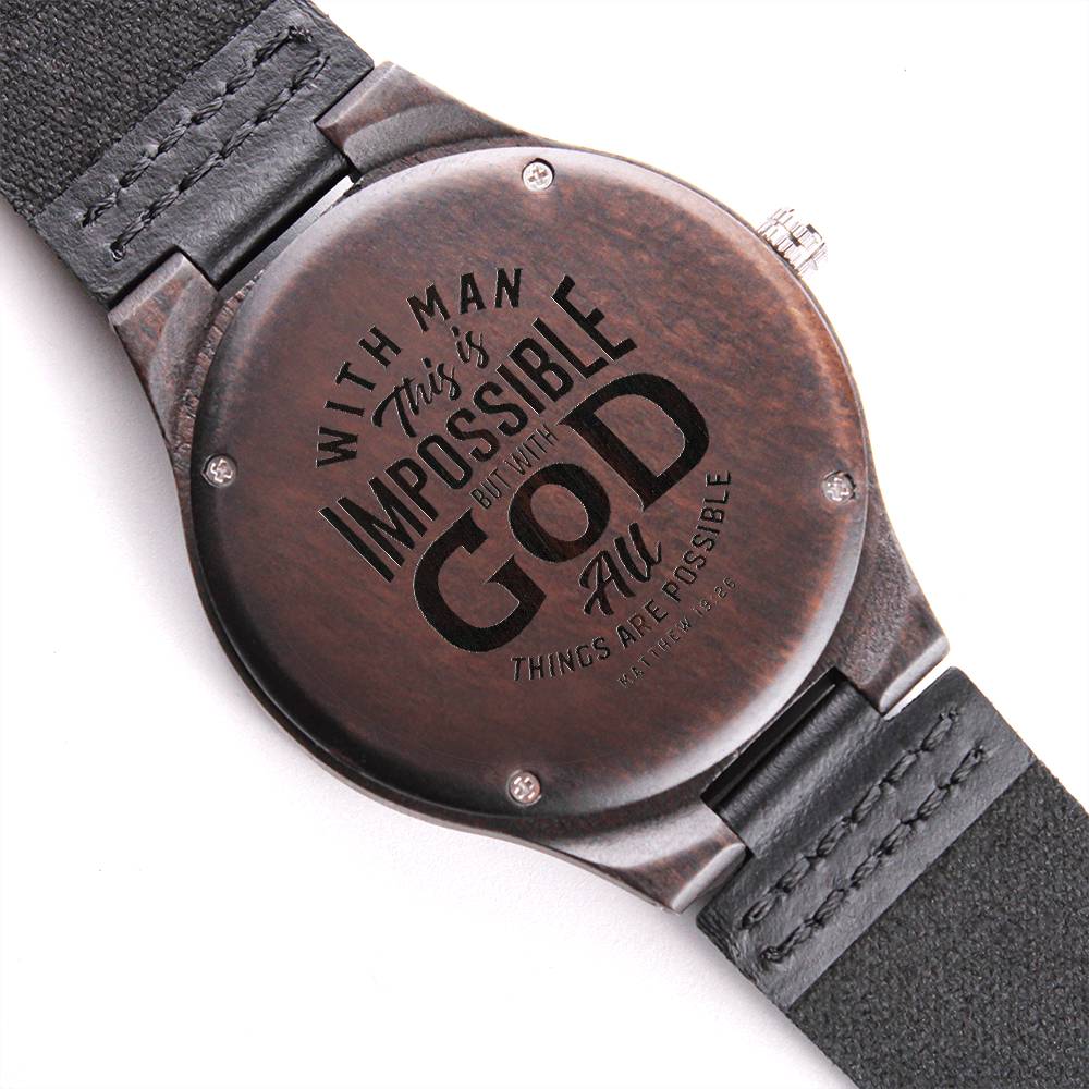 Christian Watch All Things Are Possible Engraved Wooden Sandalwood Watches Standard Box