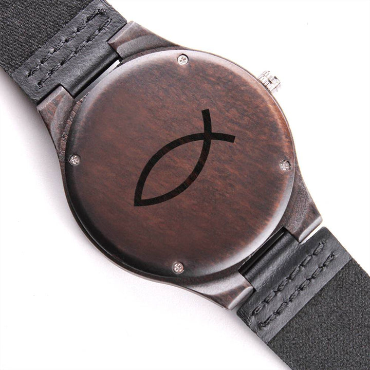 ΙΧΘΥΣ Engraved Wooden Watch Sandalwood Watches Standard Box  