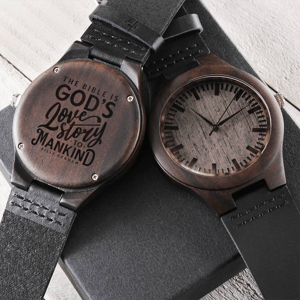 Christian Watch God's Love Story Engraved Wooden Sandalwood Watches