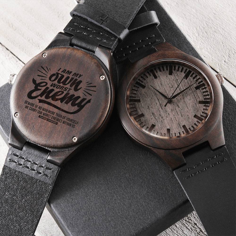 Christian Watch Worst Enemy Engraved Wooden Sandalwood Watches