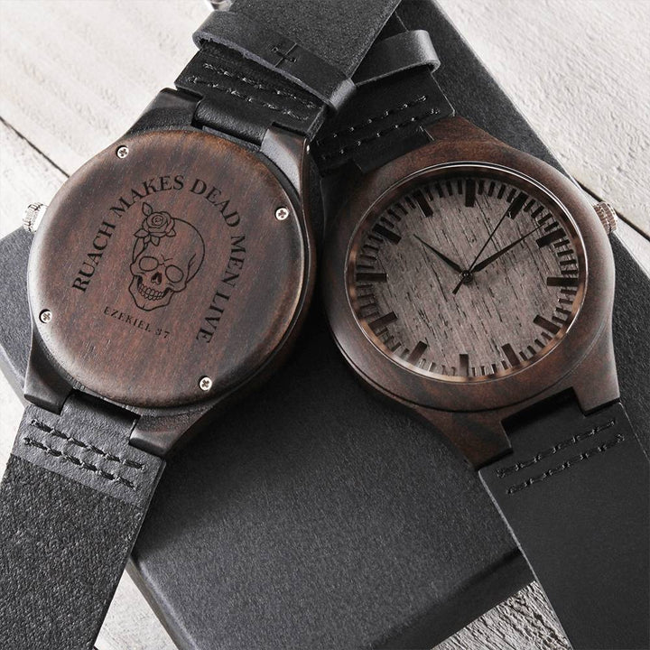 Christian Watch Ruach Makes Dead Men Live Engraved Wooden Sandalwood Watches