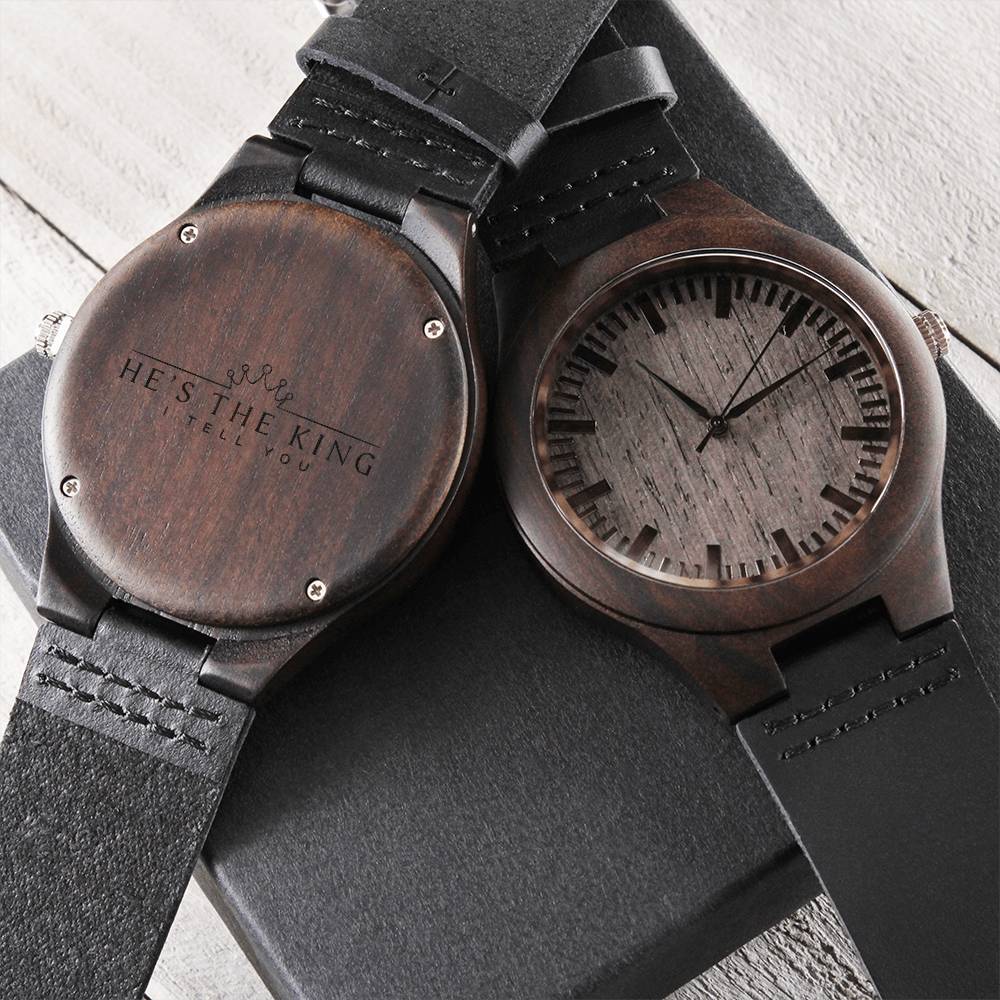 Christian Watch He's The King Engraved Wooden Sandalwood Watches