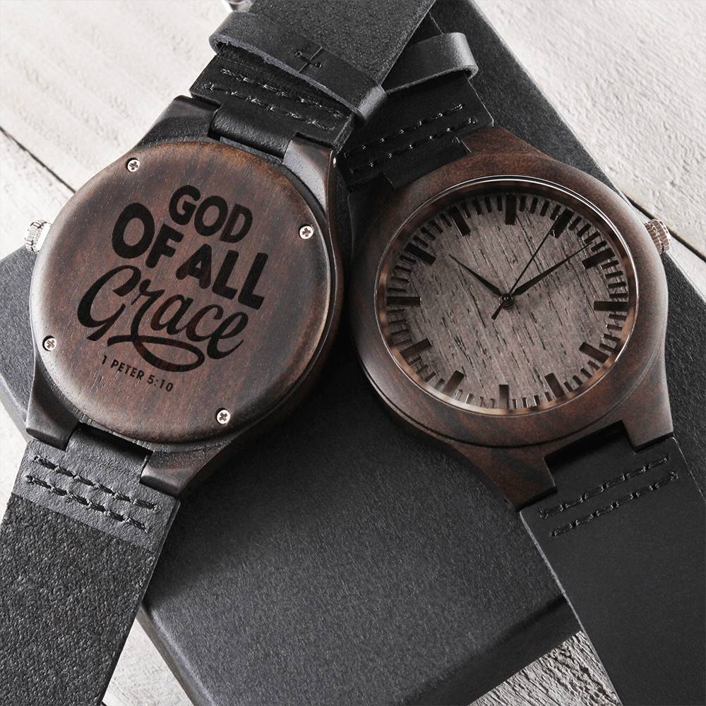 Christian Watch God of All Grace Engraved Wooden Sandalwood Watches