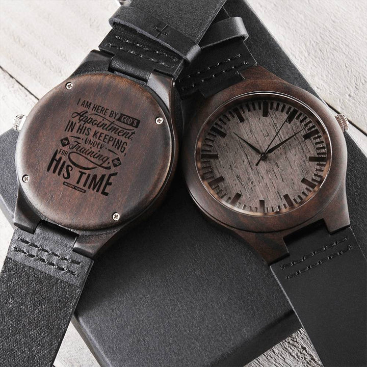 Christian Watch His Time Engraved Wooden Sandalwood Watches