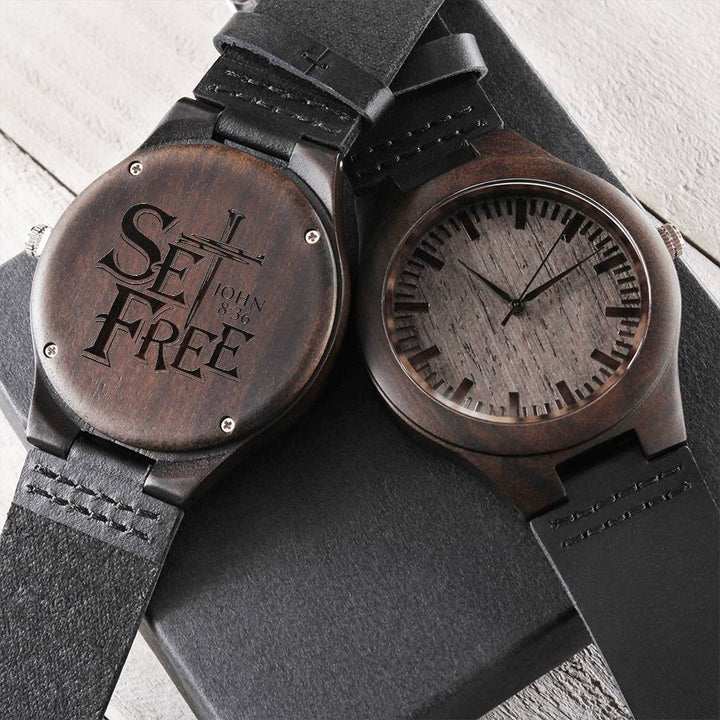 Christian Watch Set Free Engraved Wooden Sandalwood Watches