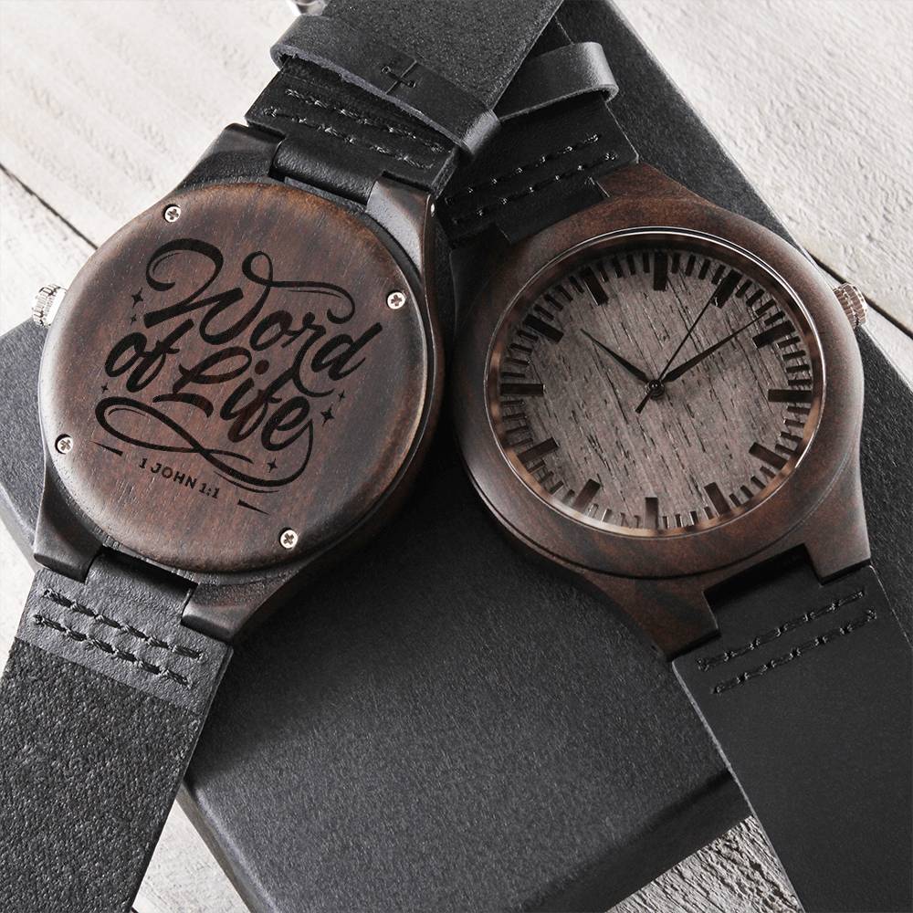 Christian Watch Word of Life Engraved Wooden Sandalwood Watches