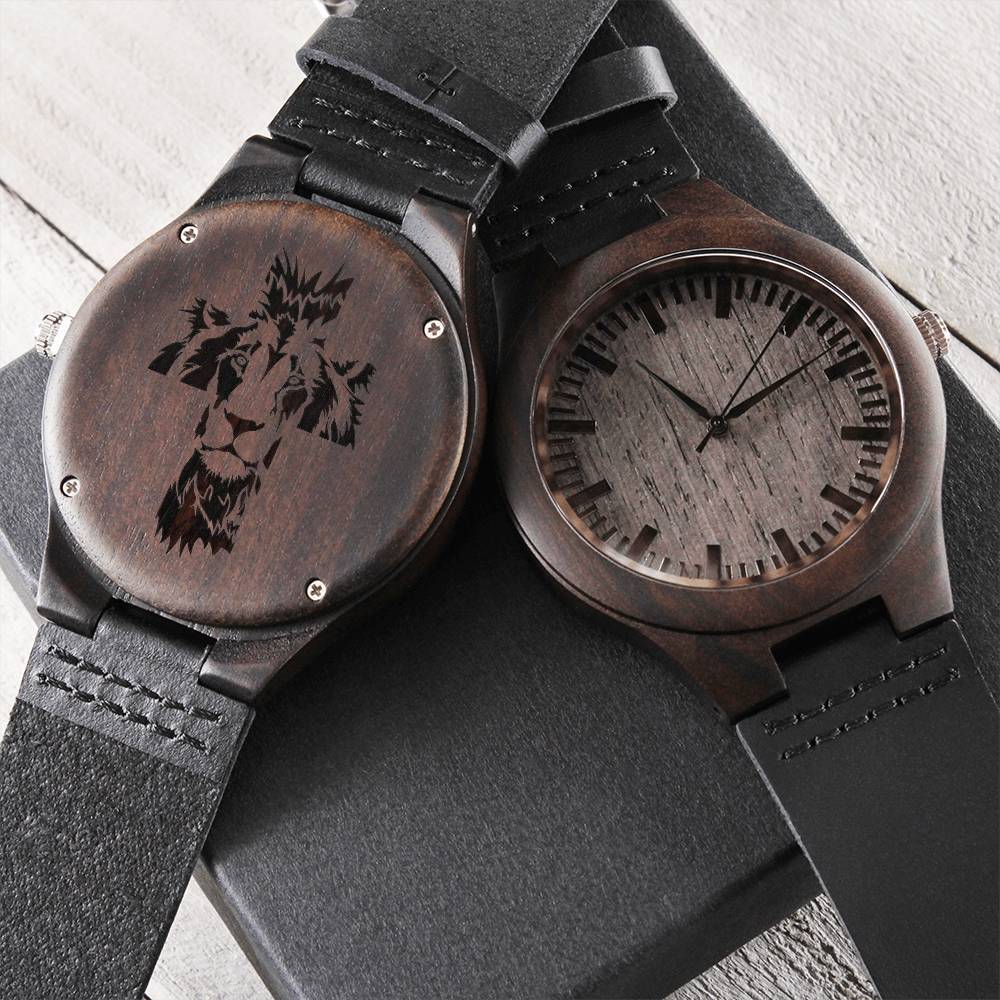 Christian Watch Aslan Cross Engraved Wooden Sandalwood Watches