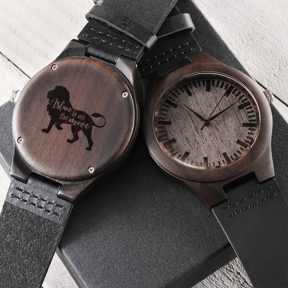 Christian Watch Aslan Is On The Move Engraved Wooden Sandalwood Watches