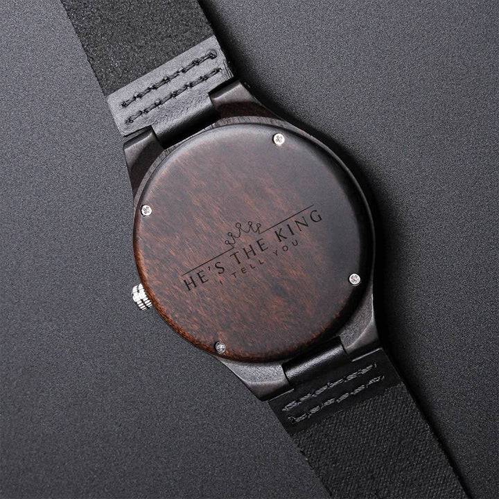 Christian Watch He's The King Engraved Wooden Sandalwood Watches