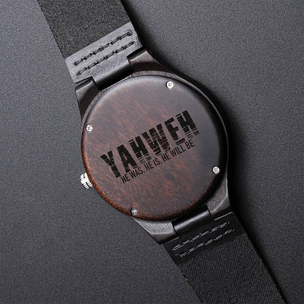 Christian Watch Yahweh Engraved Wooden Sandalwood Watches