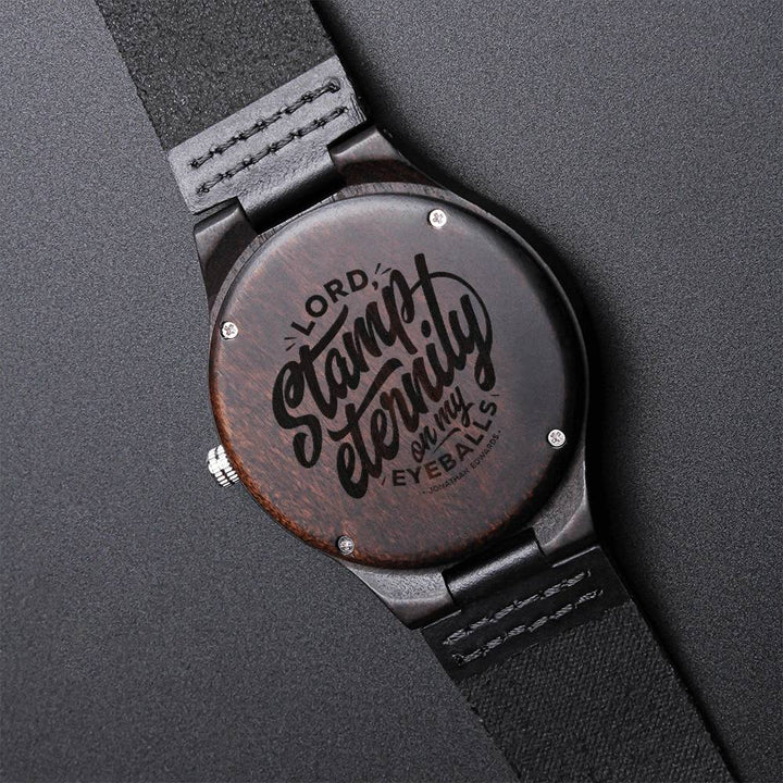 Christian Watch Stamp Eternity Engraved Wooden Sandalwood Watches